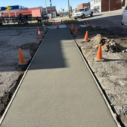 Downtown city sidewalk pour
