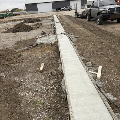 Concrete curb strip on farm property