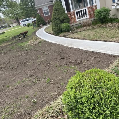 Walkway with fresh landscaping prep